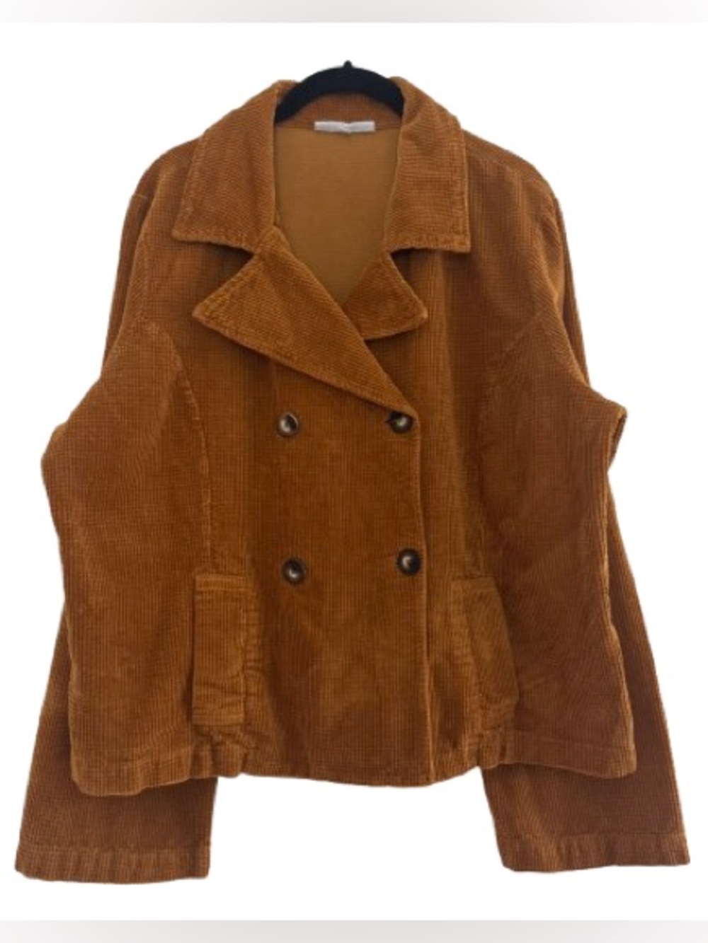 Bryn Walker Orange Brown Corduroy Double Breasted Blazer Jacket Cotton Lagenlook